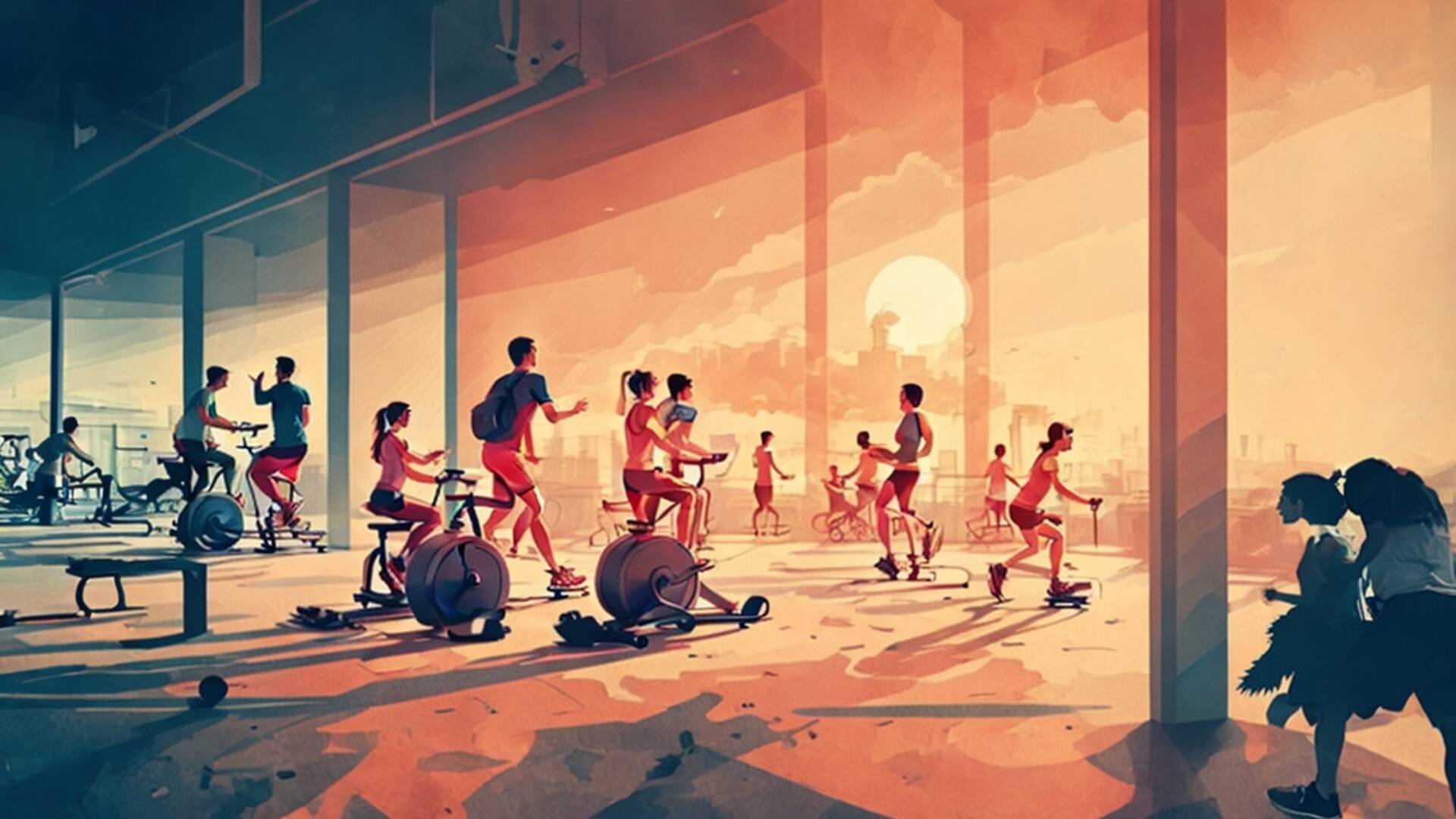 Default Magazine Illustration Style Image Gym With People Doin 0 (1)