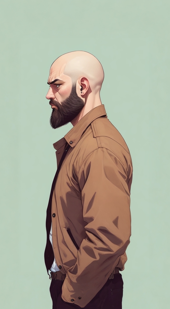Default Magazine Illustrationstyle A Man With A Shaved Head An 0 1