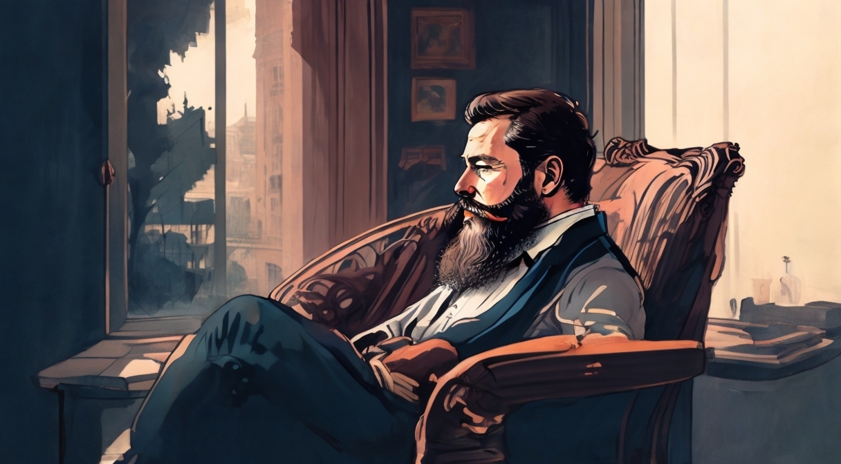 Default Magazine Illustrationstyle Image Of A Bearded And Eleg 0 1