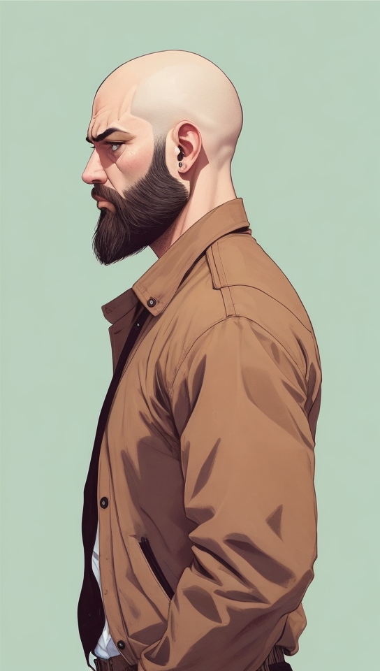 Dreamshaper V7 Magazine Illustrationstyle A Man With A Shaved 0