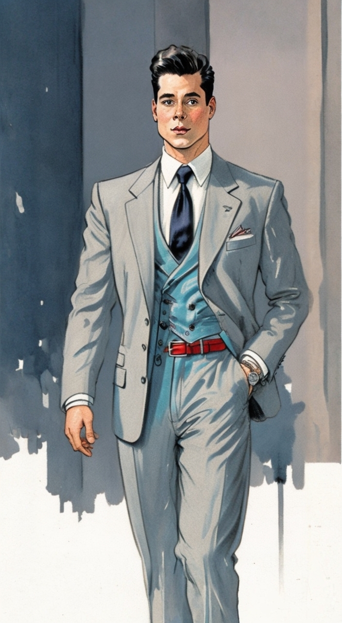 Default 1990s Magazine Illustrationstyle Fullbody An Elegant M 0