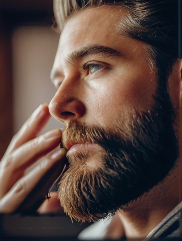 Default A Man Applying Balm To His Beard Detailed Crisp Lines 0