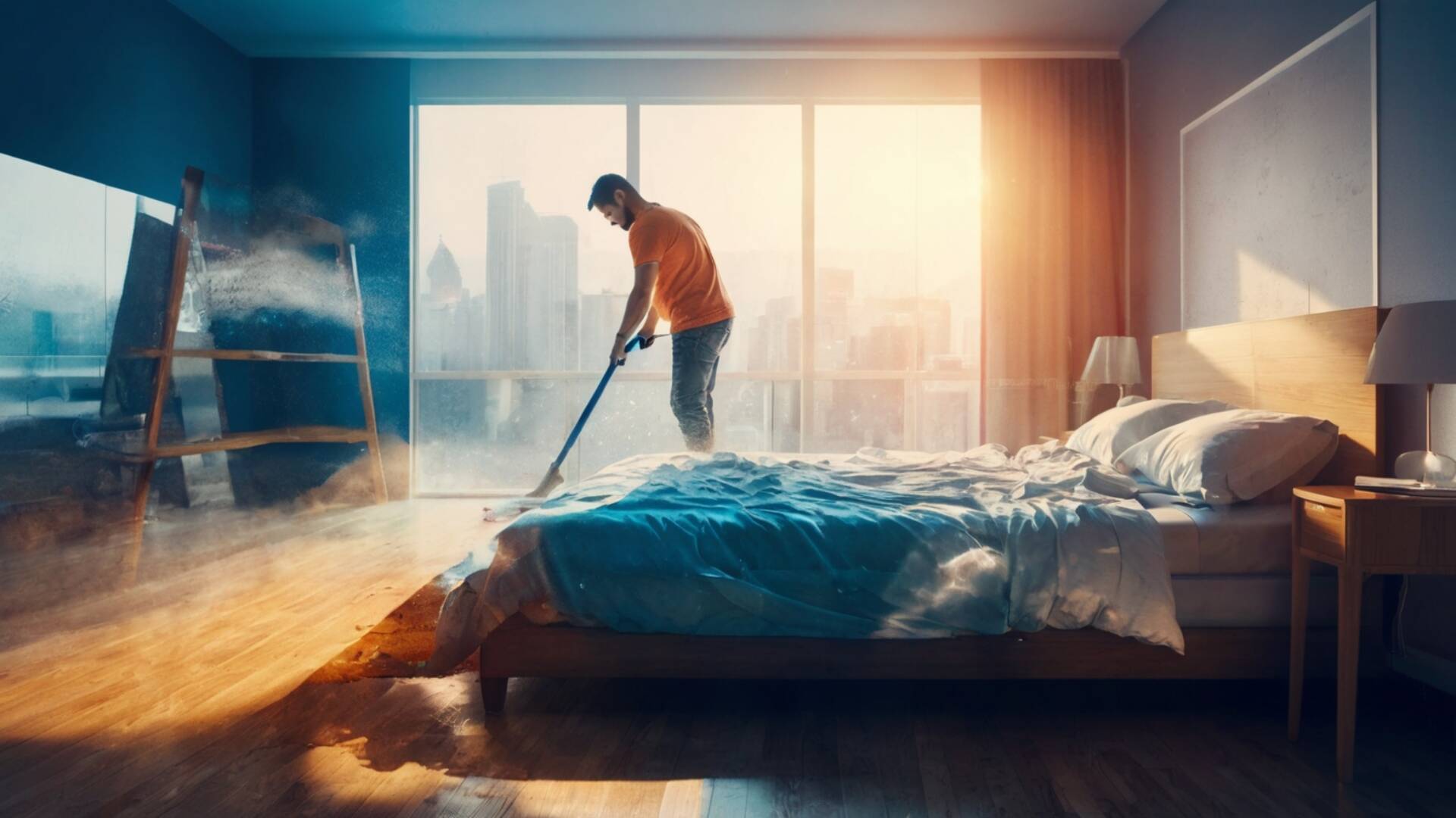 Default A Person Cleaning Their Own Room Cinematic Joint Plan 0