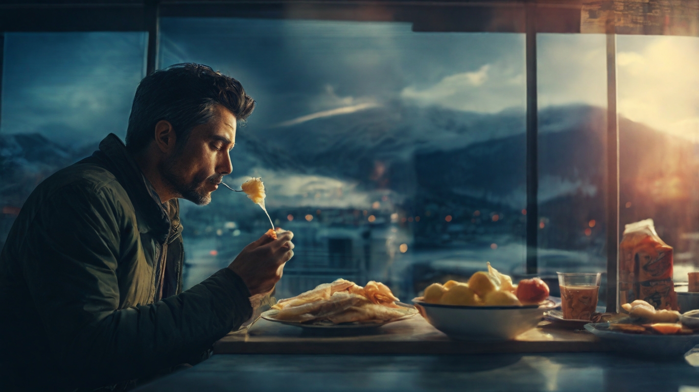 A Man Having A Snack Realistic Cinematic 0 (1)