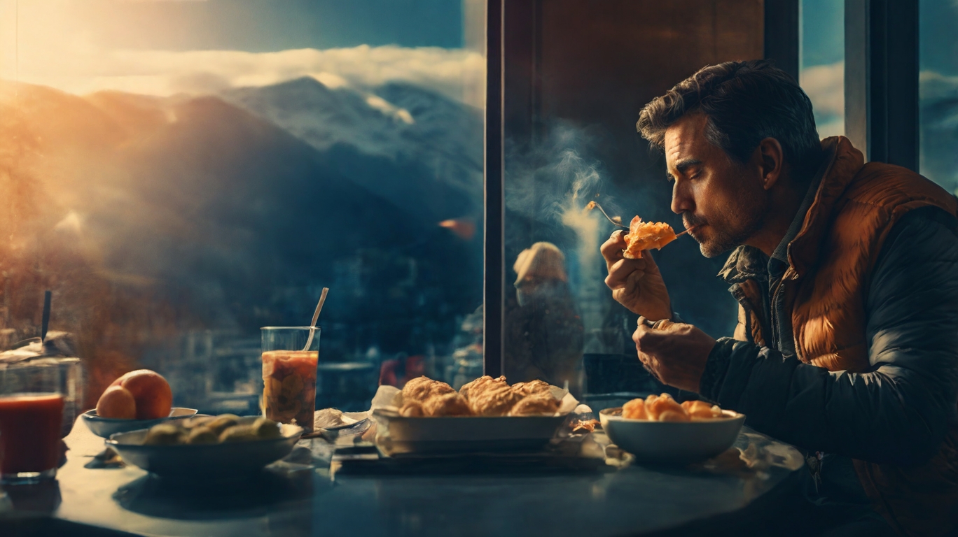 A Man Having A Snack Realistic Cinematic 0