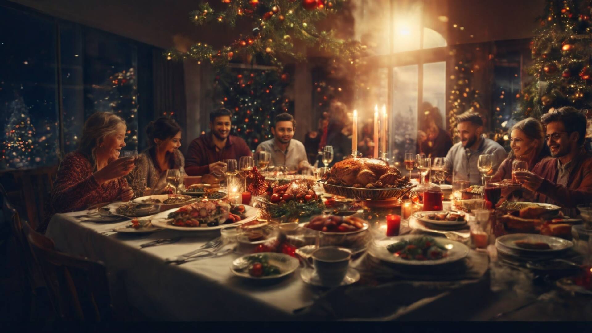 People Having Xmas Dinner Realistic Cine 0